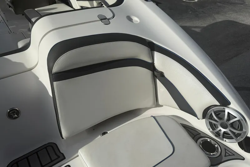 Slide: The Image of 2018 Yamaha Boats 242 Limited S E-Series interior seating with speaker detail. - 19
