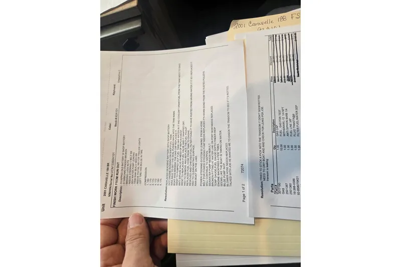 Slide: The Image of Document detailing 2001 Caravelle 188 Bow Rider specifications and maintenance. - 23