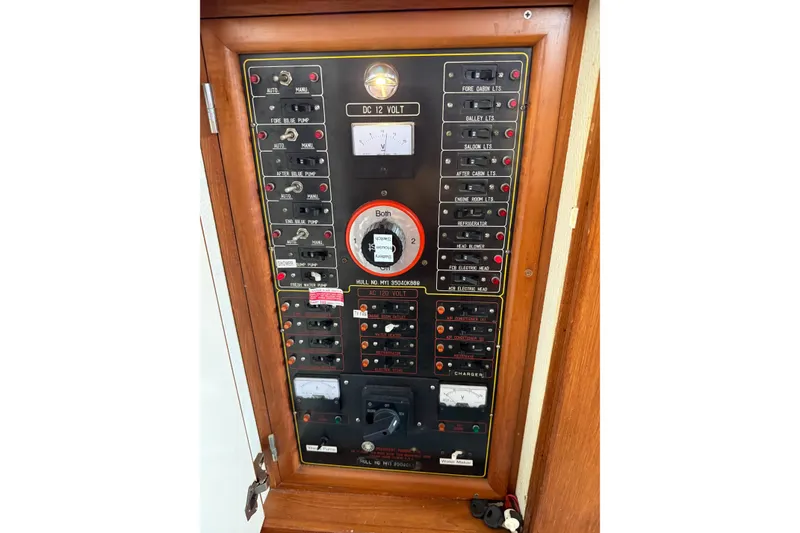 Slide: The Image of Electrical control panel on a 1988 President 35 Double Cabin boat. - 7
