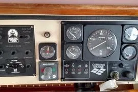 Slide: The Image of Control panel of a 1996 Nordic Tug 32 boat with Cummins Marine gauges. - 9