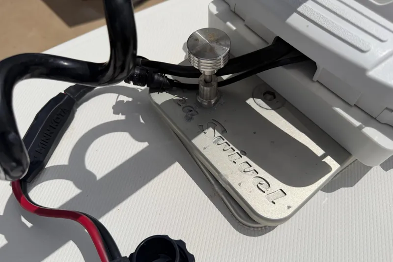 Slide: The Image of Close-up of wiring and components on a 1997 Regulator 26 Center Console boat. - 30