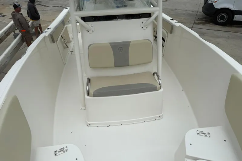 Slide: The Image of 2017 Century 2600 Center Console boat interior with seating and console view. - 10