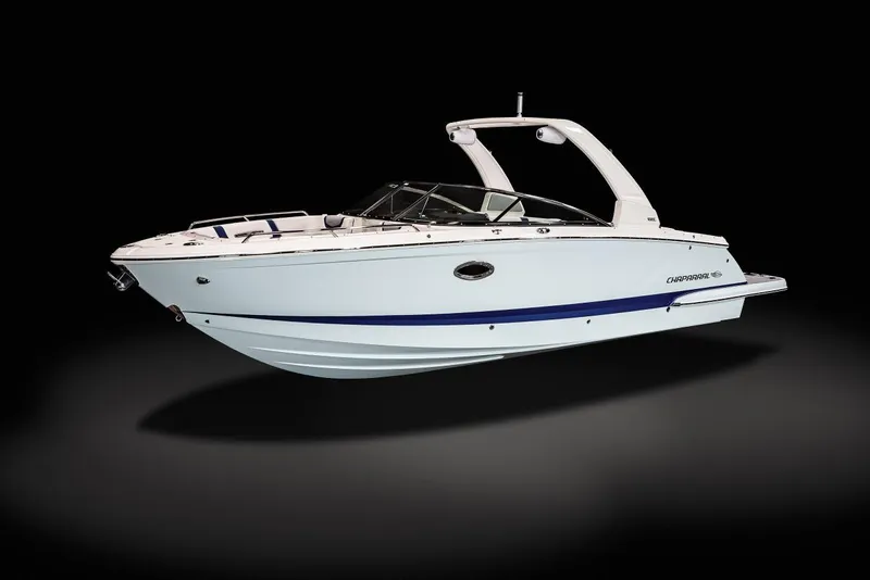 Slide: The Image of Manufacturer Provided Image: 2023 Chaparral 287 SSX boat with sleek white and blue design. - 16