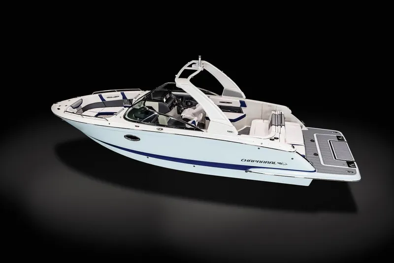 Slide: The Image of Manufacturer Provided Image: 2023 Chaparral 287 SSX boat with sleek design and spacious seating. - 18