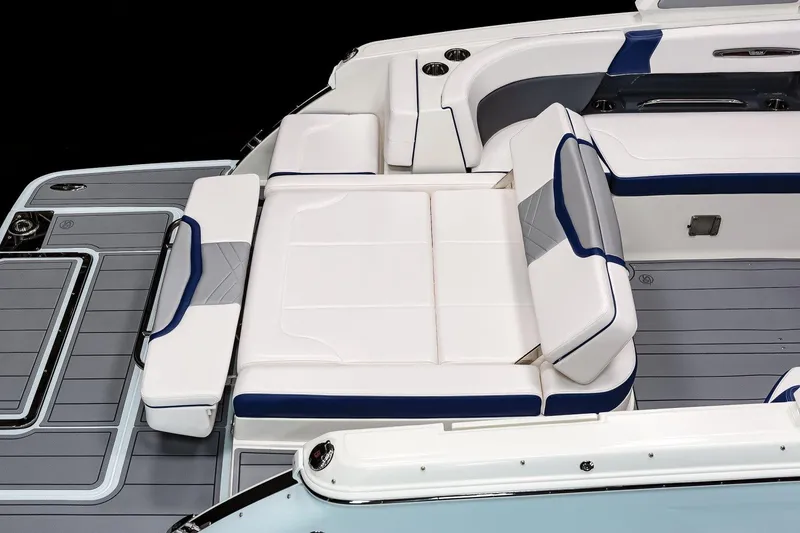 Slide: The Image of Manufacturer Provided Image: 2023 Chaparral 287 SSX boat interior with white and blue seating. - 30