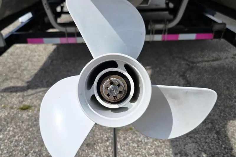 Slide: The Image of Close-up of a boat propeller from a 2007 South Bay 8522 CR E series. - 8
