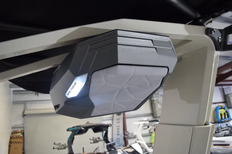 Slide: The Image of 2026 Nautique Super Air Nautique G25 Paragon speaker system, close-up view. - 25