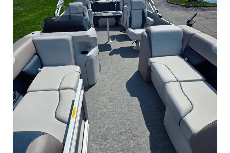 Slide: The Image of Interior of 2025 Godfrey Sweetwater 2286 QS pontoon boat with plush seating. - 12