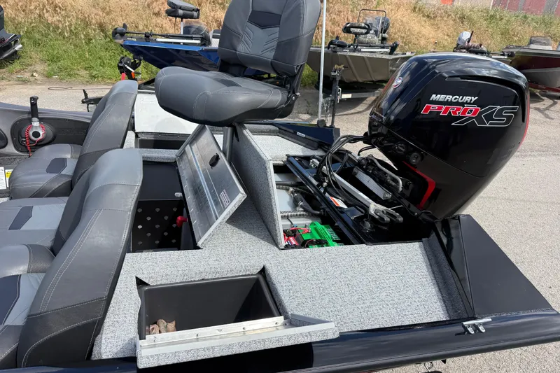 Slide: The Image of 2020 Tracker Pro Team 190 TX boat with Mercury Pro XS engine, featuring spacious seating and storage. - 25