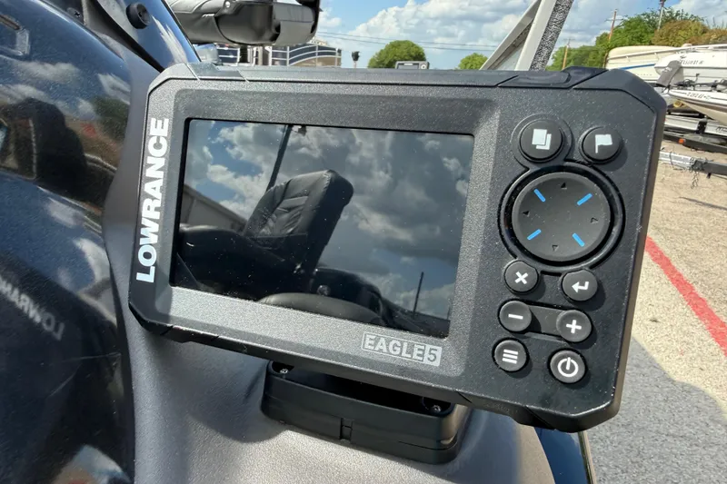 Slide: The Image of Lowrance Eagle 5 fish finder on 2020 Tracker Pro Team 190 TX boat. - 38