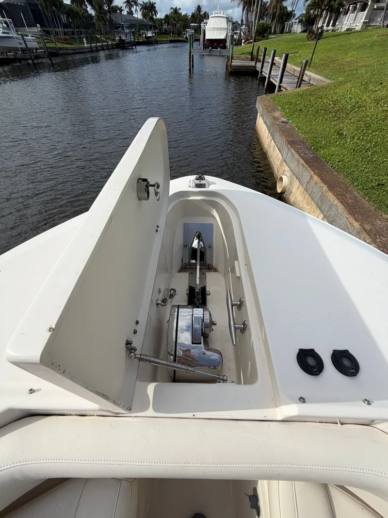 Slide: The Image of Grady-White Freedom 307 2019 boat console with Fusion audio system. - 26