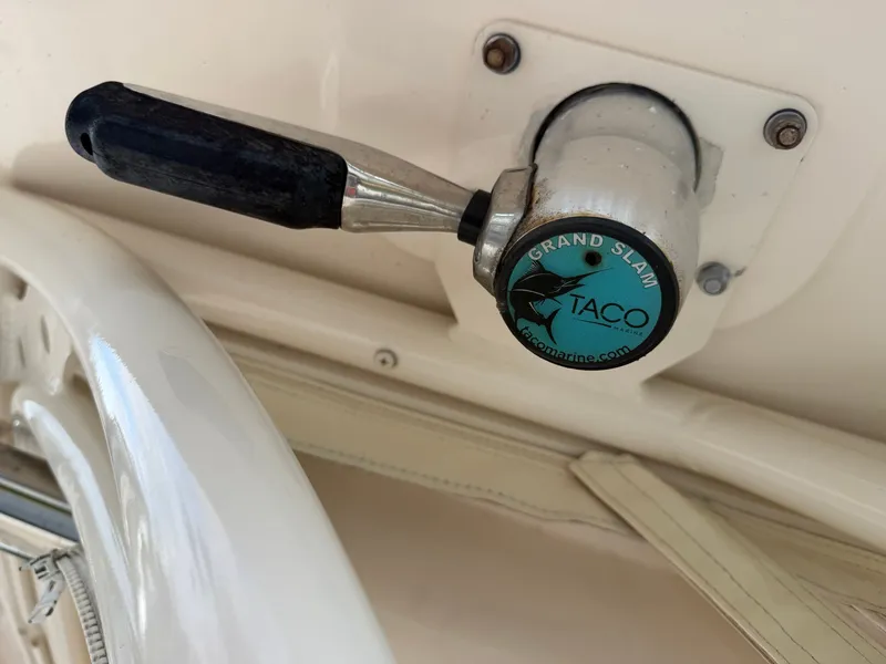 Slide: The Image of Grady-White Freedom 307 boat lever with Taco Marine Grand Slam handle. - 39