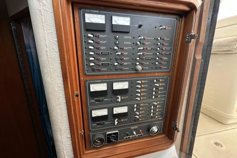 Slide: The Image of Electrical control panel on a 1990 Tiara Yachts 3600 Open boat. - 12