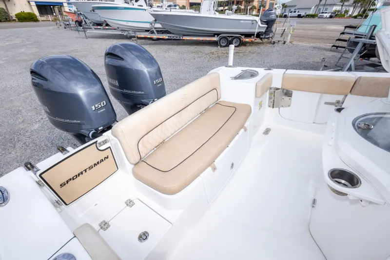 Slide: The Image of 2019 Sportsman Heritage 251 Center Console boat with twin Yamaha 150 engines. - 27