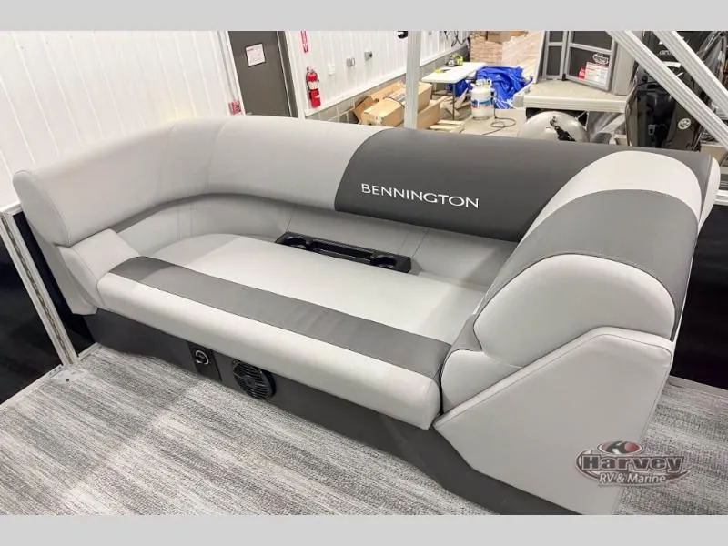 Slide: The Image of Bennington boat seat in gray design, model SSRSF, year 2026. - 10