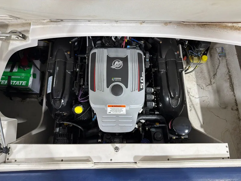 Slide: The Image of Engine compartment of a 2011 Crownline 21 SS boat with MerCruiser 5.0L MPI engine. - 16