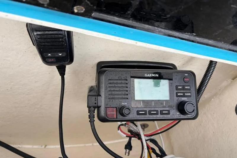 Slide: The Image of Garmin marine radio installed on a 2025 Key West 210 Bay Reef boat. - 37