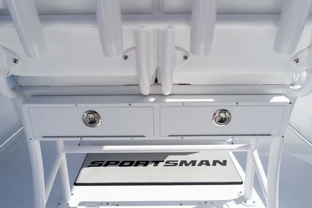 Slide: The Image of Sportsman Open 232 Center Console 2026 with storage and rod holders. - 36