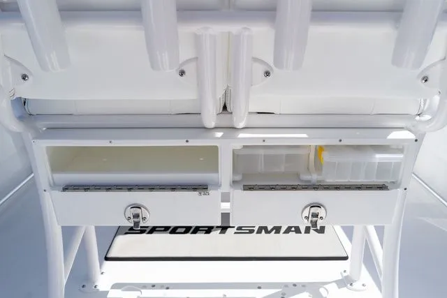 Slide: The Image of Sportsman Open 232 Center Console 2026 with storage and rod holders. - 37