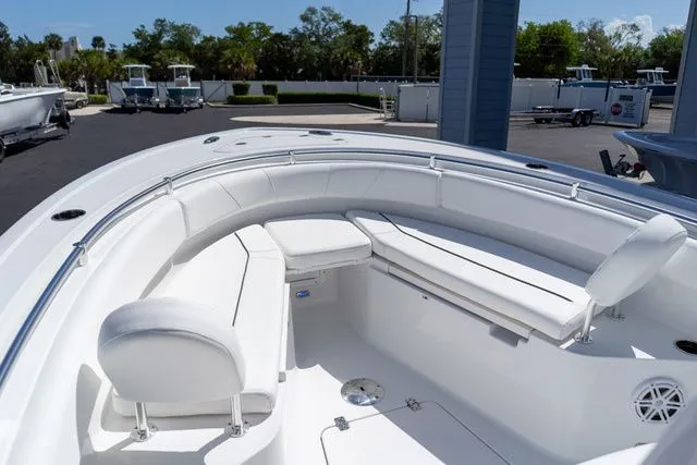 Slide: The Image of 2026 Sportsman Open 232 Center Console boat with white interior. - 39