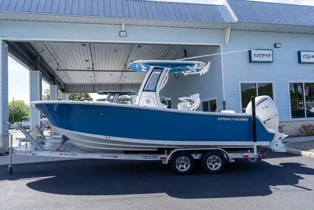 Slide: The Image of 2026 Sportsman Open 232 Center Console boat on trailer. - 4