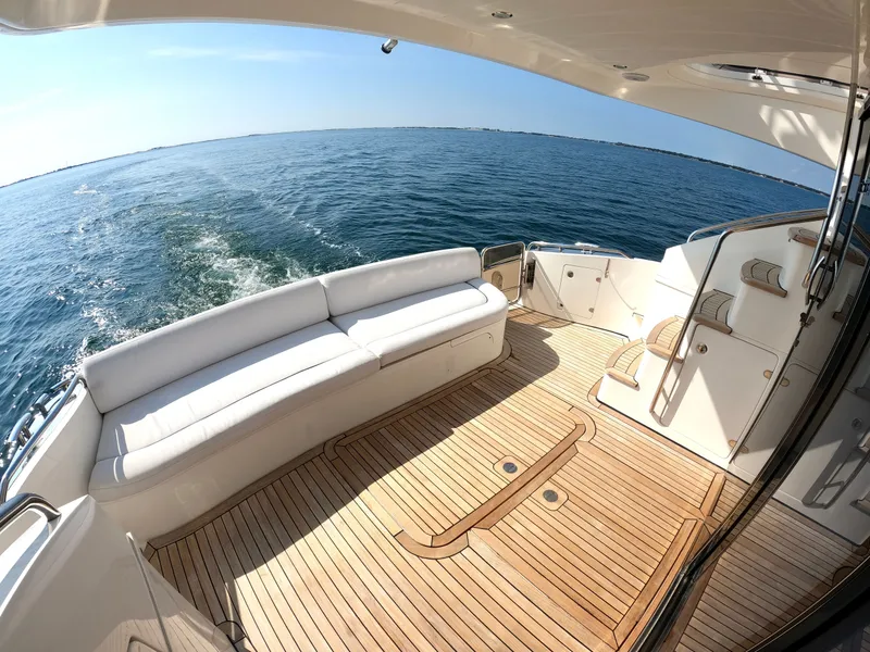 Slide: The Image of Viking Princess F54 Flybridge 2009 on open sea, luxurious deck design. - 19