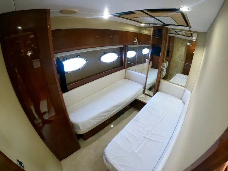 Slide: The Image of Interior of 2009 Viking Princess F54 Flybridge with twin beds. - 40