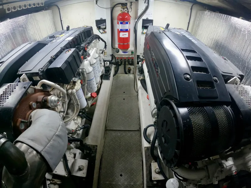 Slide: The Image of Engine room of 2009 Viking Princess F54 flybridge with dual engines. - 45