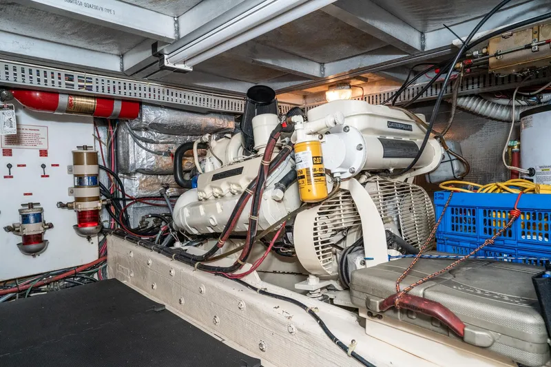 Slide: The Image of Engine room of a 1989 Californian 48 Cockpit Motor Yacht with Caterpillar engine. - 62