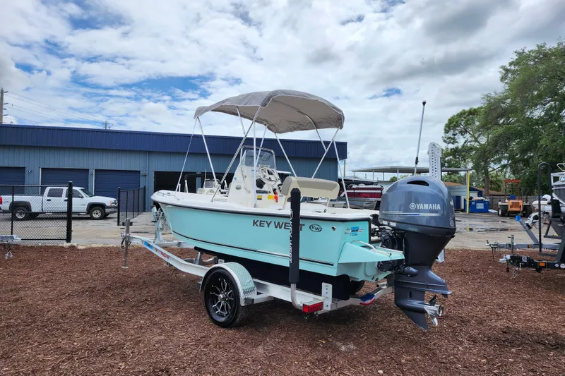 Slide: The Image of 2024 Key West 1720 Center Console boat with Yamaha engine on trailer. - 4