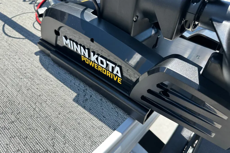 Slide: The Image of Minn Kota PowerDrive motor on 2026 Sun Tracker Fishin' Barge 20 DLX boat. - 14
