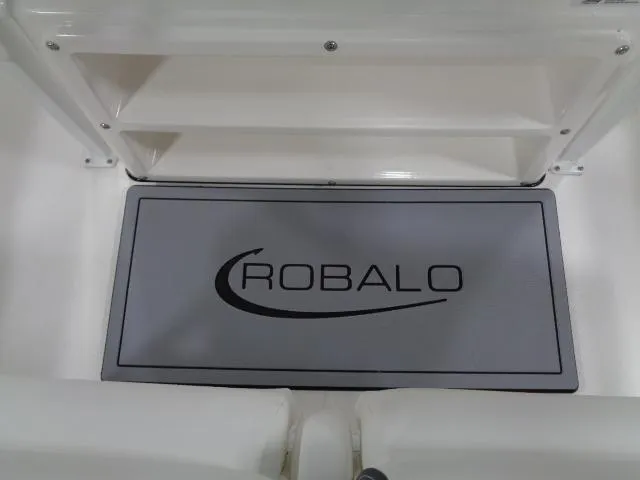 Slide: The Image of Robalo 246 Cayman 2023 boat, gray floor mat with logo. - 14