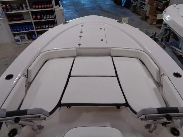 Slide: The Image of Interior view of the 2023 Robalo 246 Cayman boat deck. - 5