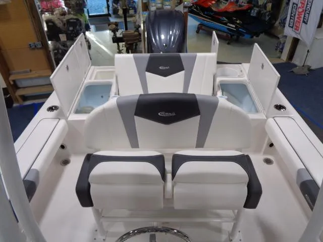 Slide: The Image of Interior view of the 2023 Robalo 246 Cayman boat model. - 9
