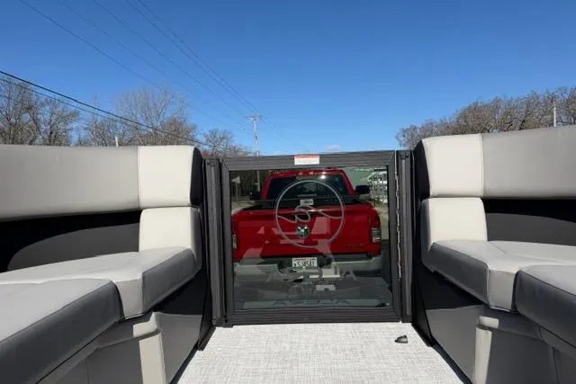 Slide: The Image of Interior view of 2026 Alera A22Q boat with seating and rear gate. - 28