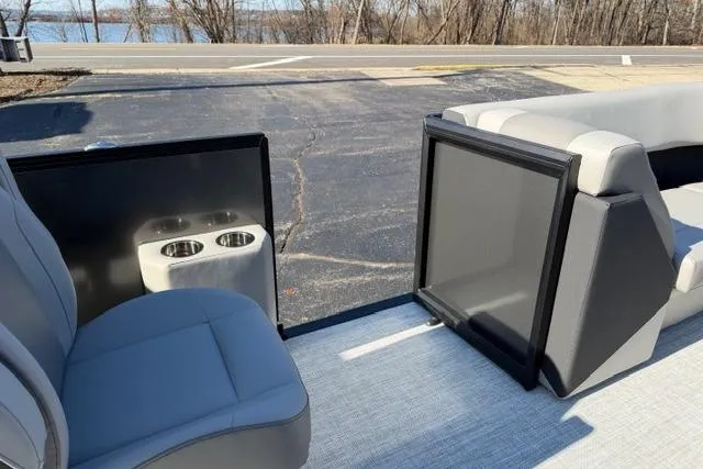 Slide: The Image of Interior of 2026 Alera A22Q boat with seating and cup holders. - 34