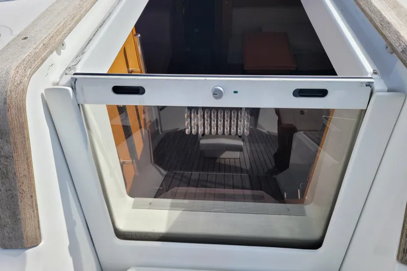 Slide: The Image of Hatch entrance of 2017 Jeanneau Sun Odyssey 44 DS sailboat, showcasing interior view. - 20