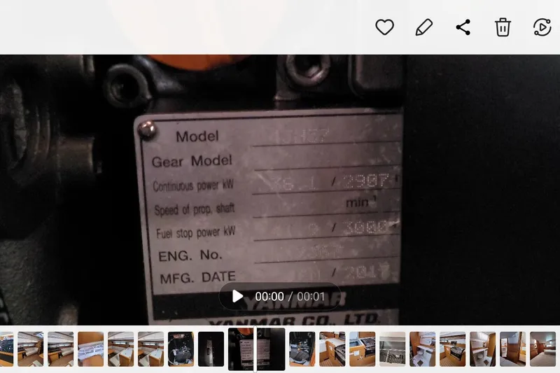 Slide: The Image of Engine specifications plate on a 2017 Jeanneau Sun Odyssey 44 DS sailboat. - 50