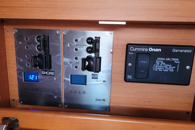 Slide: The Image of Electrical control panel on a 2017 Jeanneau Sun Odyssey 44 DS yacht. - 62