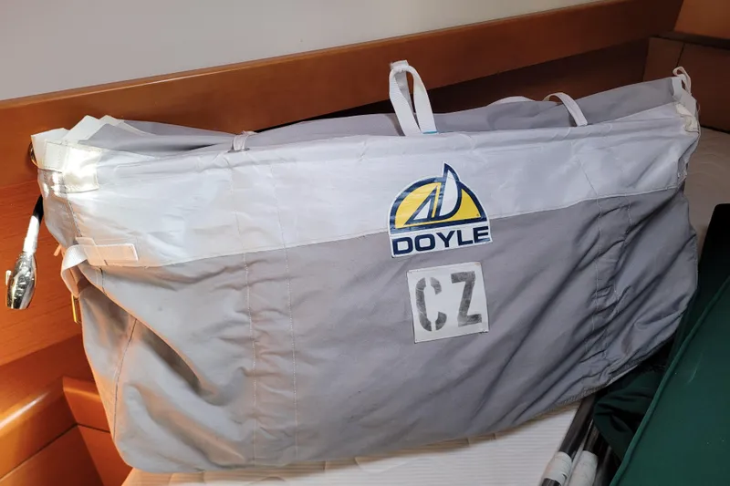 Slide: The Image of Sail bag with Doyle logo on Jeanneau Sun Odyssey 44 DS, 2017 model. - 75