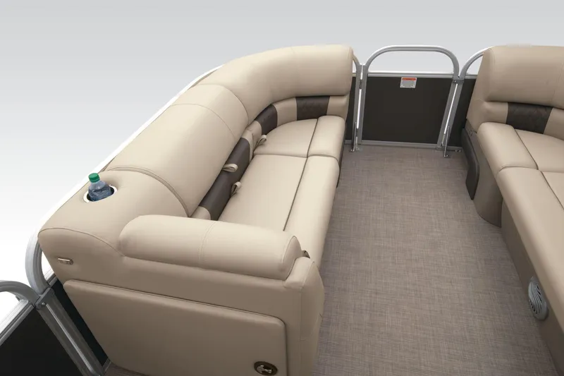 Slide: The Image of Interior of 2023 Sun Tracker Party Barge 20 DLX with beige seating. - 22