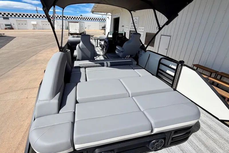Slide: The Image of 2026 Bennington 23 M Swingback pontoon boat with spacious seating and modern design. - 15