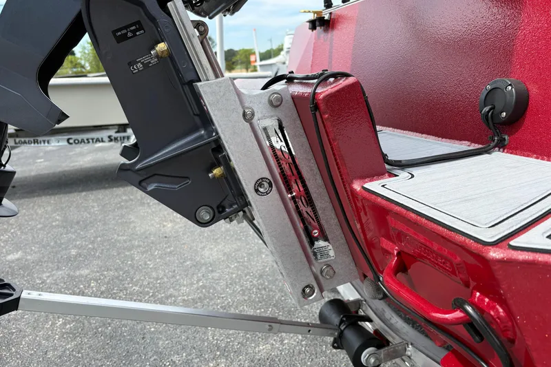 Slide: The Image of Close-up of a 2025 Thor Lake Hammer 1900CC Elite boat motor mount. - 19
