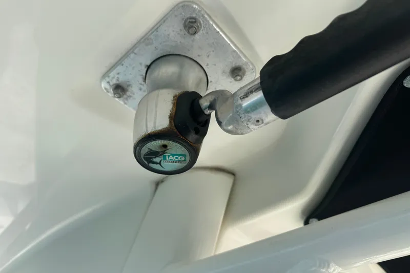 Slide: The Image of Close-up of a 2014 Boston Whaler 280 Outrage boat component with IACQ label. - 12