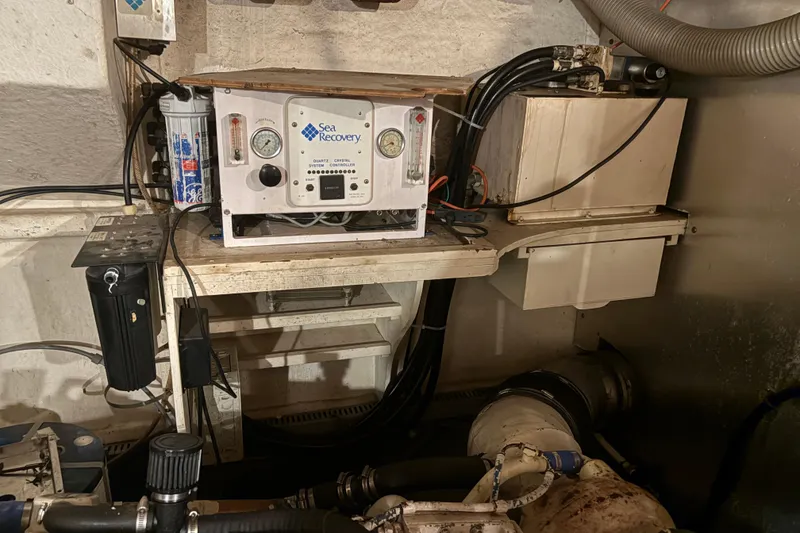 Slide: The Image of Engine room of a 1989 Jefferson 60' Marquessa Motor Yacht with Sea Recovery system. - 5