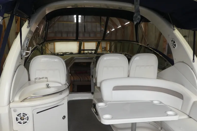 Slide: The Image of Interior of 2005 Sea Ray 340 Sundancer yacht with seating and sink. - 3