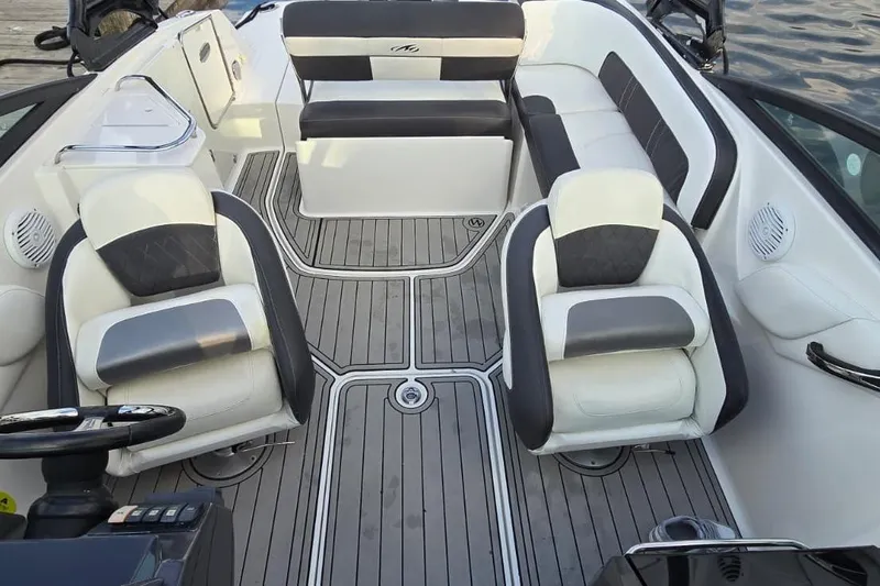 Slide: The Image of Luxurious interior of 2020 Monterey M-45 boat with stylish seating and modern design. - 14