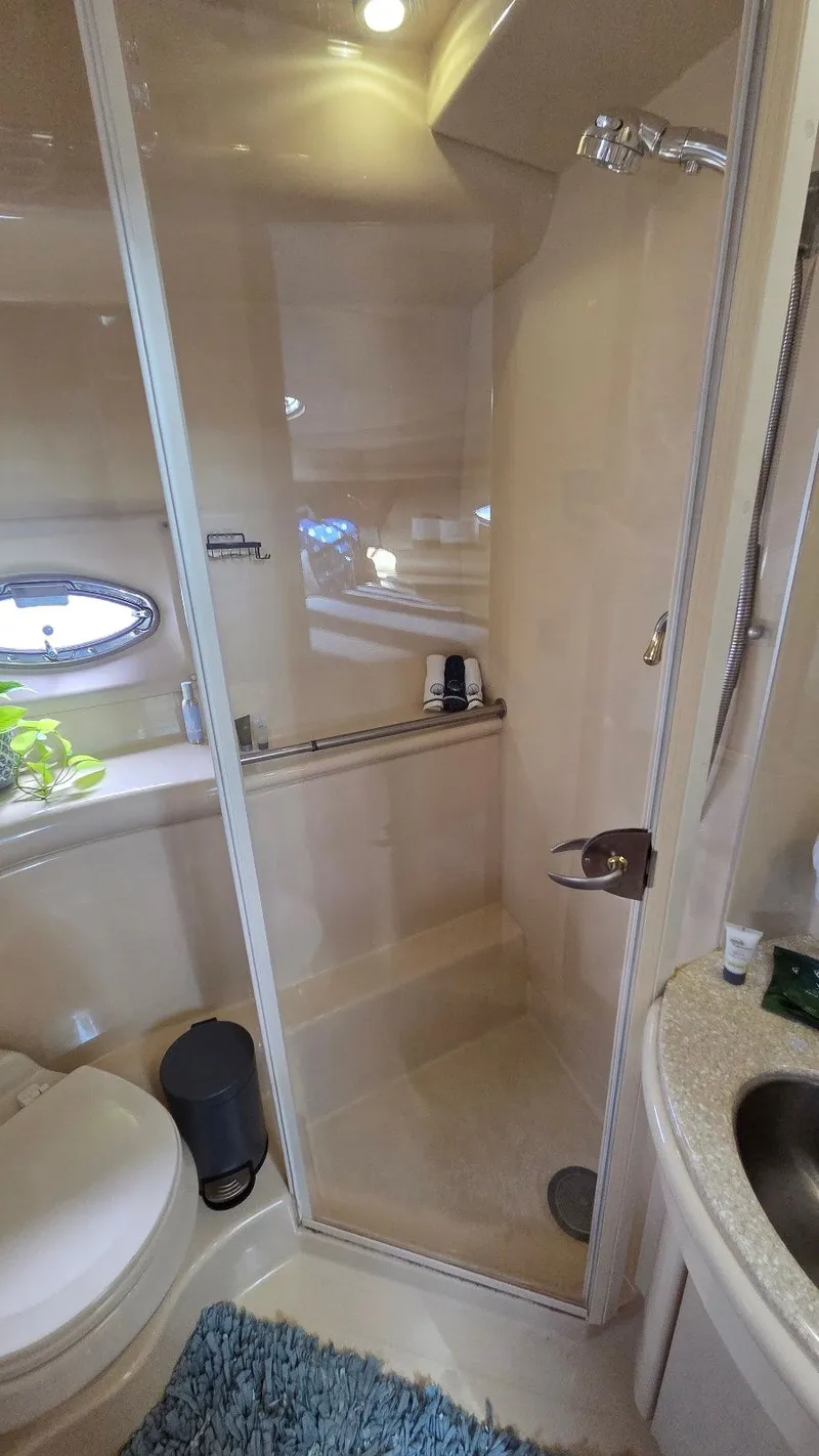 Slide: The Image of Bathroom of 2004 Meridian 459 Motoryacht with shower and sink. - 44