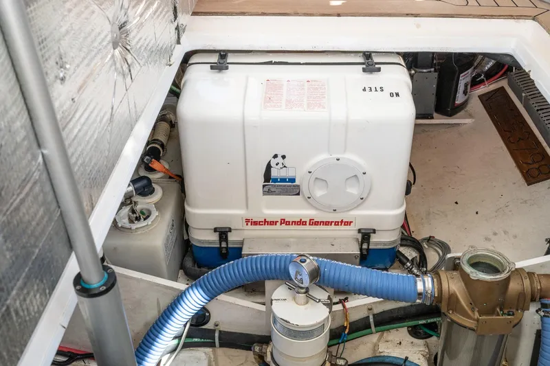 Slide: The Image of Fischer Panda generator in 2007 True North 38 boat engine compartment. - 55