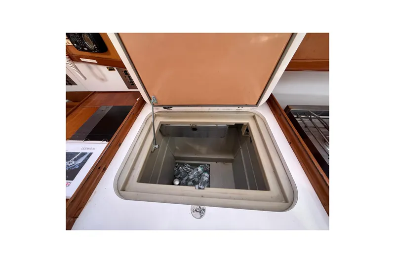 Slide: The Image of Open storage compartment in 2009 Beneteau Oceanis 40 yacht interior. - 34